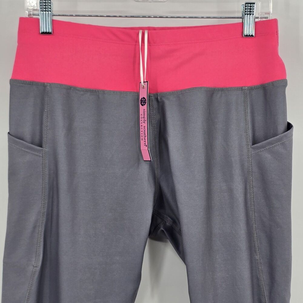 NEW Simply Southern Floral Pink and Gray Leggings Jeggings XXL